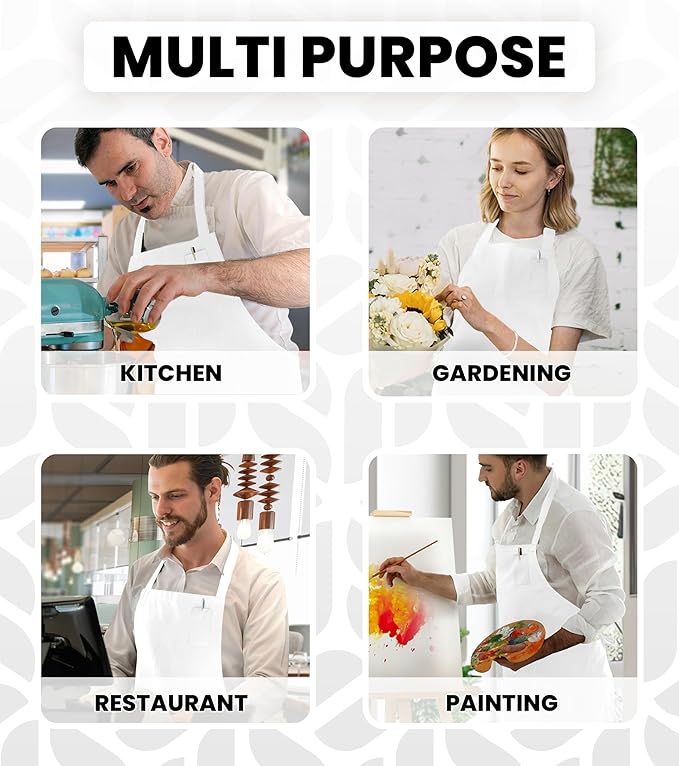Avalon Kitchen Aprons for Men - 100% Polyester Chef Apron Women with Extra Long Ties - Cooking Aprons for Women & Mens Apron