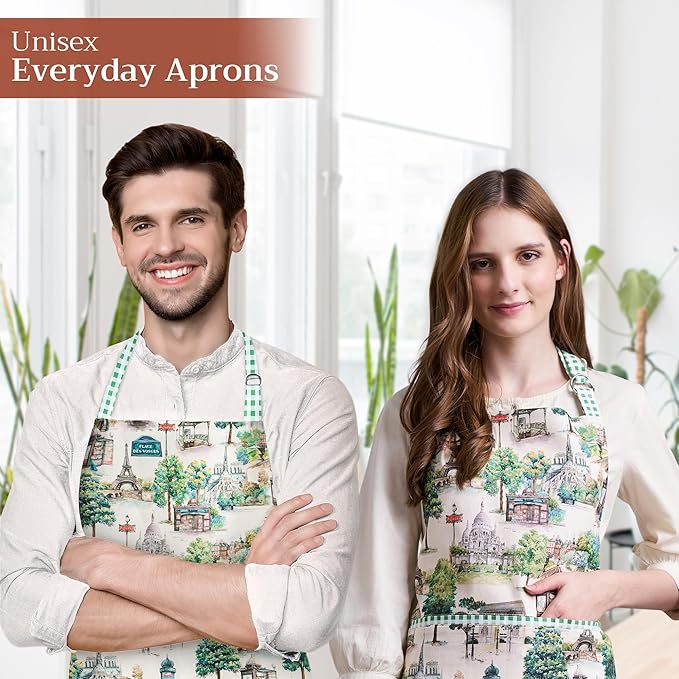 Maison d' Hermine 100% Cotton Apron for women with Pocket Kitchen Chef Apron for Men Cooking Mothers Day Gifts