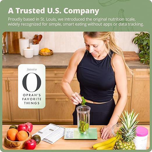 Greater Goods Digital Nutrition Scale โ Accurate Macro and Calorie Tracking for Meal Prep, Weight Loss, and Healthy Eating | 2,000 Built-in Foods, Intuitive Nutrition Label Display, 11lb Cap, Green