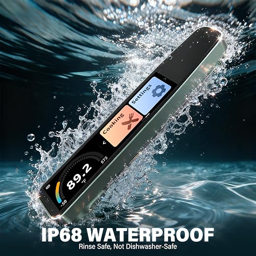 AWLKIM Instant Read Meat Thermometer Digital, 3.8" Touchscreen No App Needed – Rechargeable Waterproof Kitchen Food Thermometer Probe for Cooking, Grill, BBQ, Candy, Oil Frying, ±0.5°F