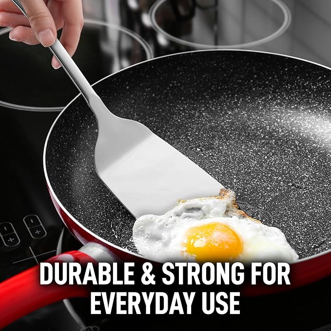Zulay Kitchen Stainless Steel Solid Turner - 15” Large Metal Spatula for Cooking, Frying & Grilling - Durable, Heat-Resistant & Dishwasher Safe Kitchen Utensil for Everyday Use