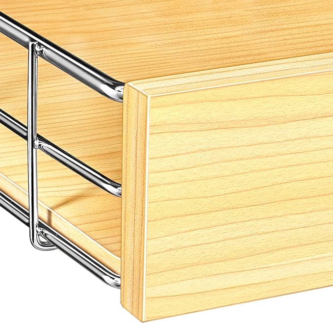 LYNK PROFESSIONAL® SELECT™ Pull Out Cabinet Organizer, 11" x 21" Slide Out Drawers for Kitchen Cabinets - Sliding Pull-Out Pantry Shelves – Home Shelf Organizers - Lifetime Ltd. Warranty, Wood Chrome