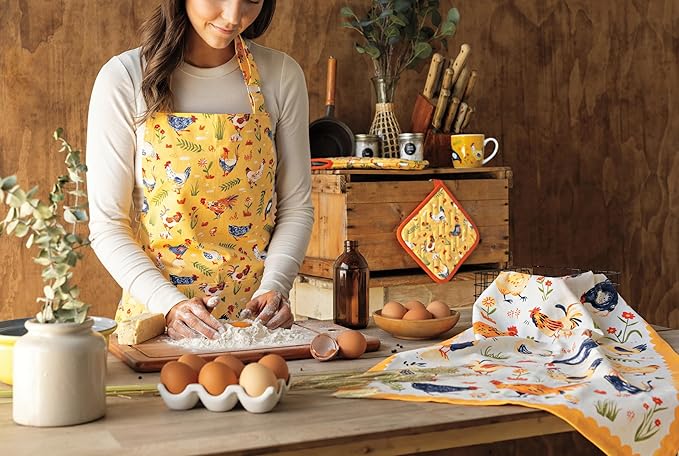 Now Designs by Danica Modern Apron - White, Cotton, Adjustable, Kitchen for Home Cooks, Chefs, Culinary Enthusiasts