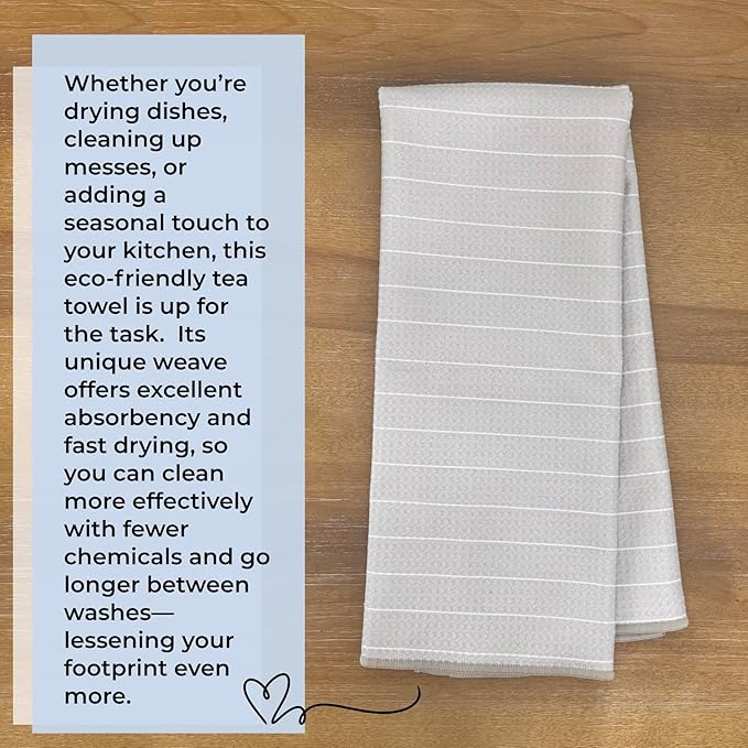HALL & PERRY Kitchen Tea Towel, Ultra Soft, Quick Dry Microfiber Dish Cloths - 18"x30" Premium Quality Waffle Towel - Stripes and Plaid, Taupe (1, Oakley)