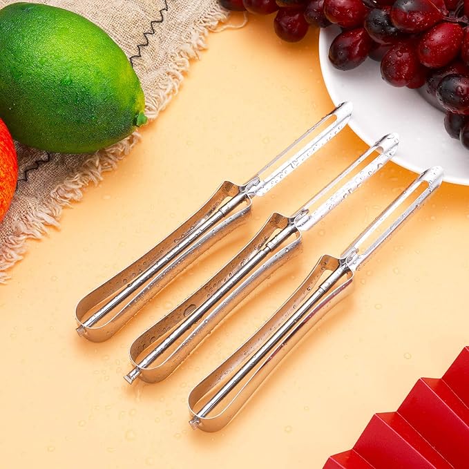 Mudder 5 Pieces Vegetable Fruit Peelers Stainless Steel Rotary Peelers Carrots Potatoes Peeling Tools for Home and Kitchen, with Ergonomic Safety and Control Handle
