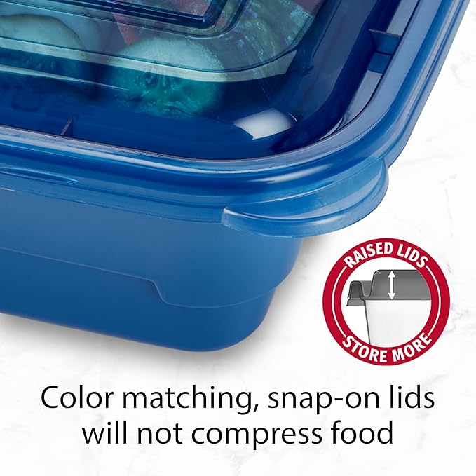 GoodCook Meal Prep 3 Cup Square, 20-Piece, Blue, Made without BPA