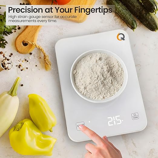 Smart Food Scale with Nutritional Calculator - Waterproof LED Display Digital Kitchen Scale for Weight Loss - Food Scale with App for Keto Macro Diet, Calorie Counting - 22lb/10kg (White Glass)
