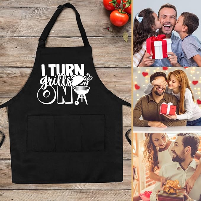 Grilling Aprons for Men,Cnavas Corss Back with Large Pockets Adjustable Chef Aprons, Funny Gifts for Men