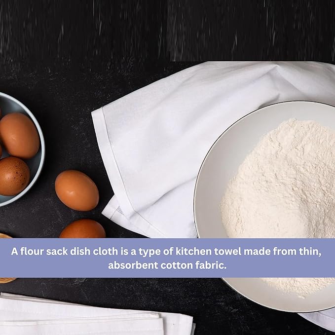 Dish Cloths Cotton| Kitchen Wash Cloth| Shop Towels Absorbent and Lint Free Flour Sack| Dishcloths for Kitchen Washing Dishes|Thick Absorbent Quick Dry Dish Rags | 4 Pack 13"x13" White