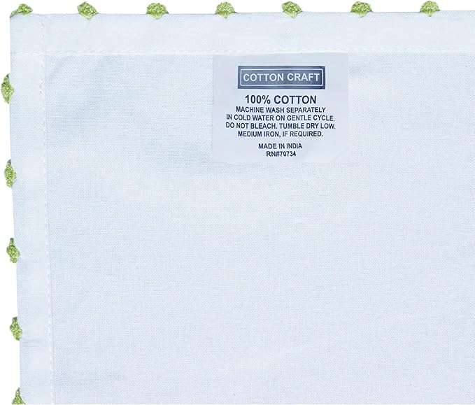 COTTON CRAFT Cloth Napkins - Set of 8 Soft 100% Cotton - White Napkins with Elegant Crochet Border Trim in Pink, Aqua, Yellow, Green – Easter Spring Summer Lunch Dinner Serviettes - Multicolor - 17x17