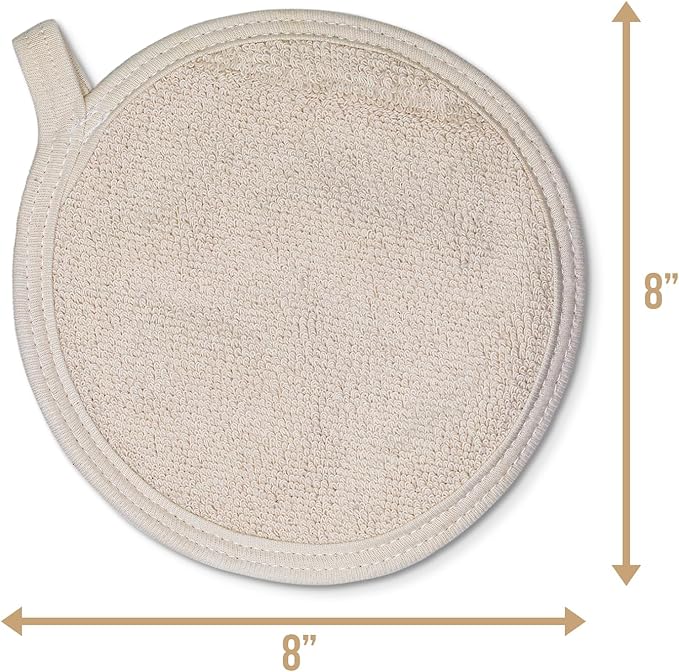 100% Cotton Pot Holders & Hot Pads (2-Pack), 8", High Heat Resistance,Made in America (Natural)