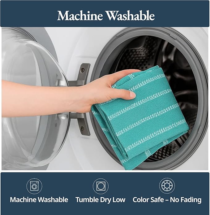 LANE LINEN Kitchen Towels Set - Pack of 4 Cotton Dish Towels for Drying Dishes, 18”x 28”, Absorbent Tea Towels, Quick Drying Kitchen Towel Set - Peacock Blue