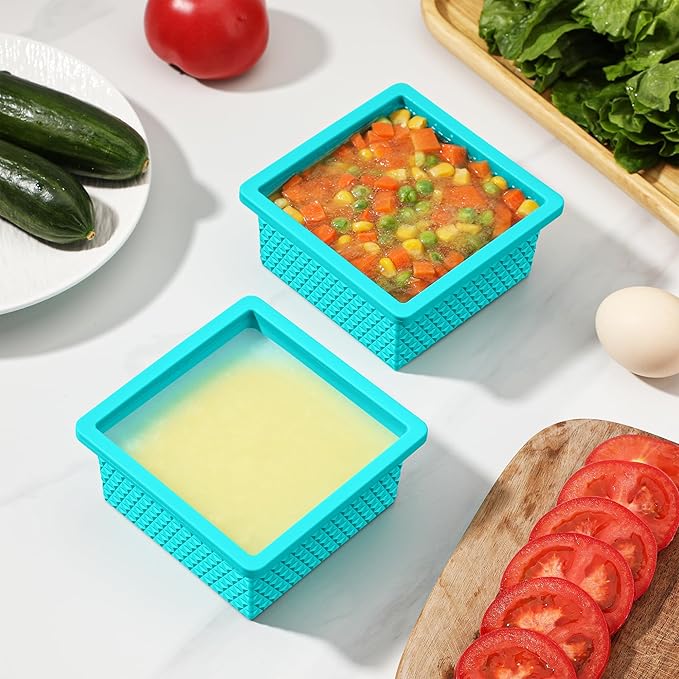 Silicone Freezer Molds for Soup Cube - 2-Cup Freezer Storage Container Tray with Lid,4 Pack Stackable Ice Cube Trays for Portion Control,Food Storage Meal Prep,Oven & Dishwasher Safe