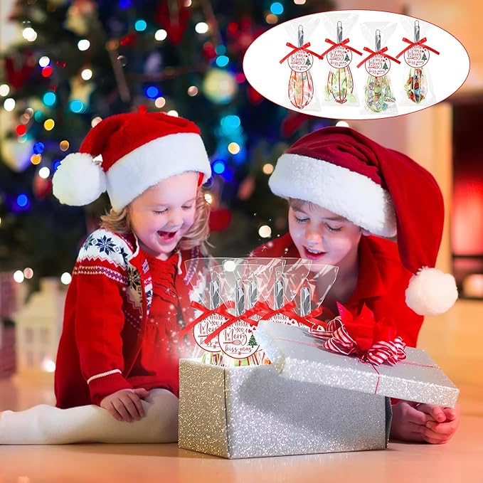 FoldTier 72 Sets 10 Inch Christmas Whisks Gifts DIY Fillable Christmas Tree Ornaments Xmas Colored Silicone Whisks for Cooking Heat Resistant Egg Beaters with Card Rope Bag for Candy Holder