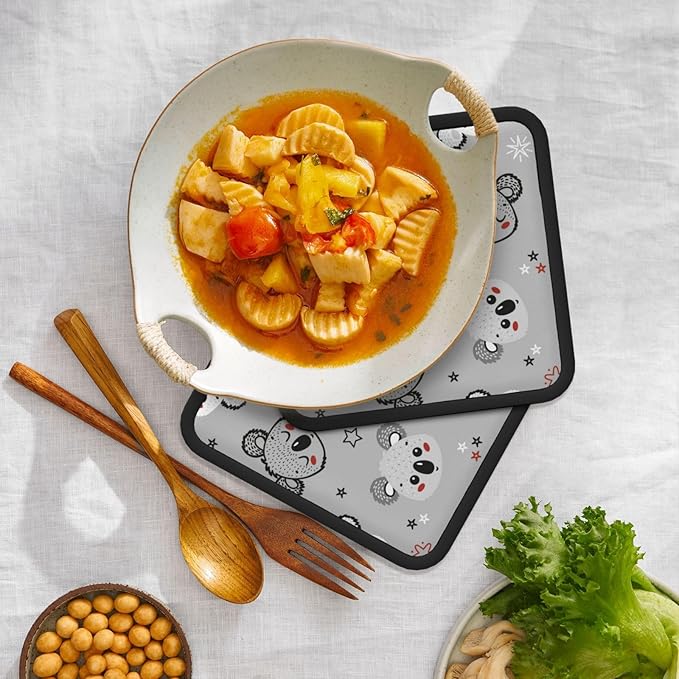 Cute Koala Stars Pot Holders Set of 2,Kitchen Heat Resistant Potholder for Microwave Cooking Baking Oven and BBQ