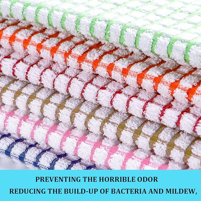 Kitchen Towels and Dishcloths Set, 16 x 25 12 12, Set of Bulk Cotton Dish for Washing Dishes Rags Everyday Cooking Baking