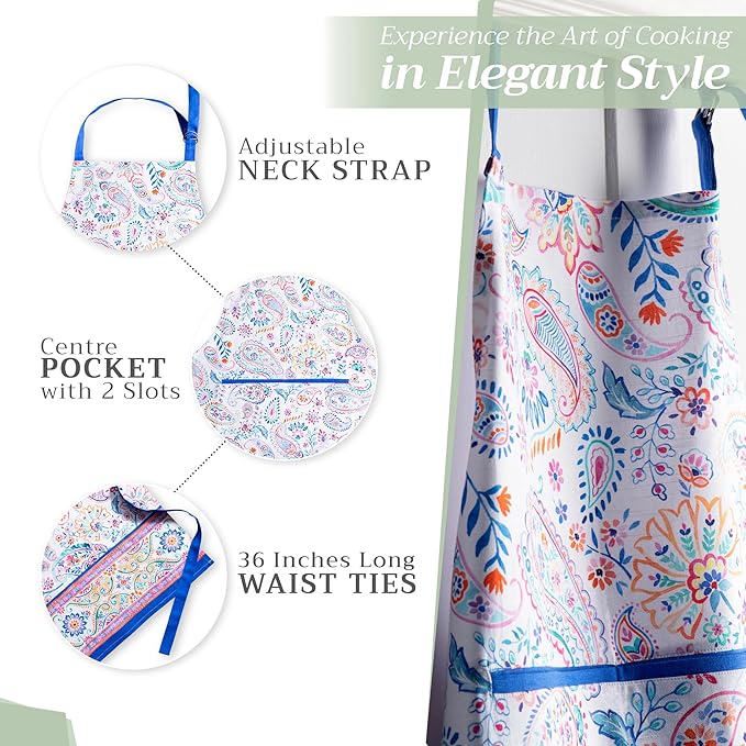 Maison d' Hermine 100% Cotton Apron for women with Pocket Kitchen Chef Apron for Men Cooking Mothers Day Gifts
