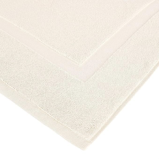 Amazon Basics Banded Bathroom Bath Rug Mat, Machine Washable, Super Absorbent, 100% Cotton, 20" W x 31" L, Cream