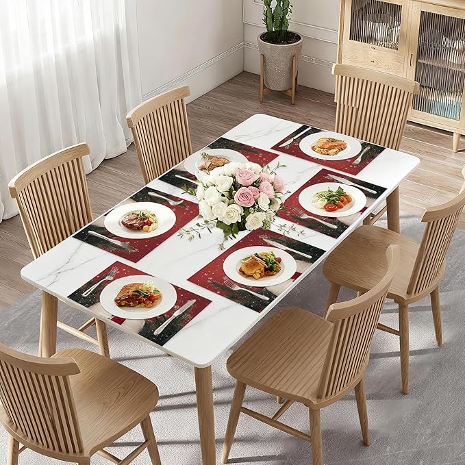 Christmas Snowman Placemats Set of 6,Cardinal Washable Kitchen Dining Linen Table Mats for Home Party Dinner Indoor Outdoor 12x18Inch