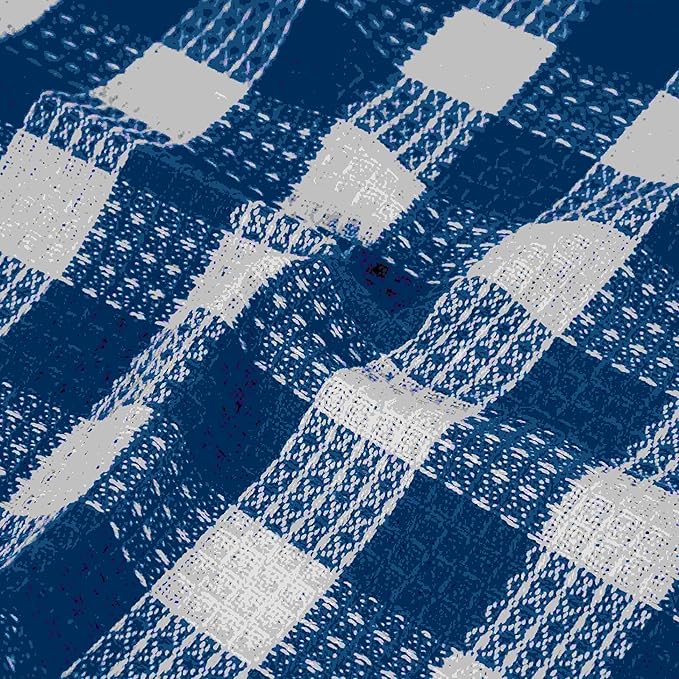 Blue Needles Set of 8 Waffle Weave Check Plaid Dish Cloths, 12x12 Inches 100% Cotton Dish Towels for Kitchen, Ultra Soft & Absorbent Kitchen Towels for Quick Drying Spring Summer - Sky Blue & White