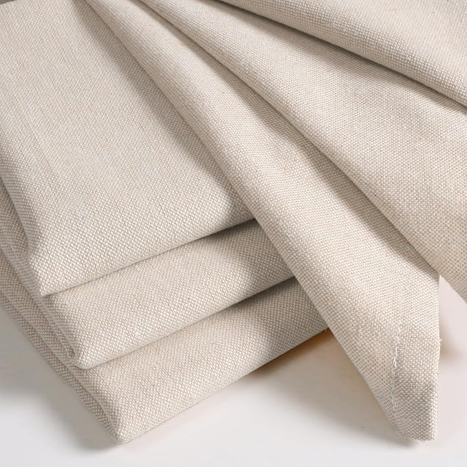 Native Fab Solid Cloth Napkin Set of 4, 100% Chambray Cotton, Washable, Reusable Dinner Cloth Napkin 17x17 inches, Table Decor Napkins for Dinner, Events, Beige
