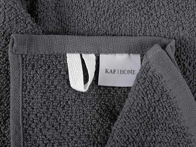 KAF Home Set of 4 Deluxe Popcorn Terry Kitchen Towels | 20 x 30 Inches | 100% Cotton Kitchen Dish Towels (Charcoal)