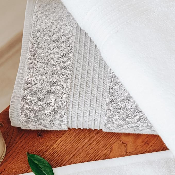 Milara Turkish Super-Plush Bath Towels Set 2-Piece | Premium Cotton Bath Towel Set Absorbent, Durable with Hanging Loops | Silver Gray Color Turkish Bath Towels, (27 x 54 Inches)