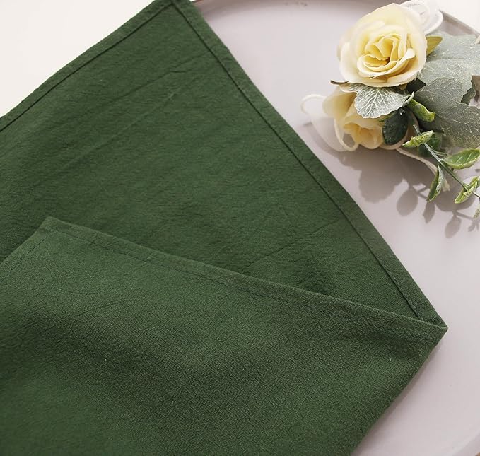 Cotton Fall Cloth Napkins set of 12, 16’’x16’’, Dinner Cloth Napkins Washable Bulk with Hemmed Edges, for Hotel Restaurant, Wedding, Christmas decor, Thanksgiving (Dark Green)