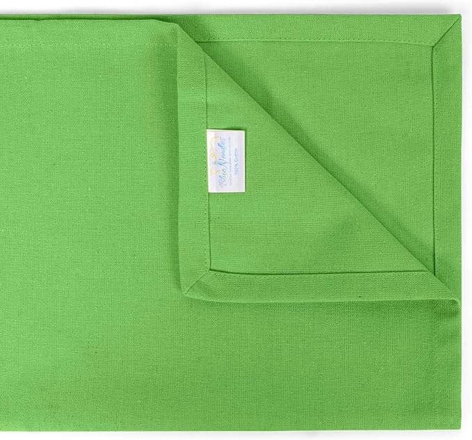 Blue Needles Solid Cloth Napkins Set of 12 Apple Green 100% Cotton Dinner Napkins 18x18 inches, Spring Summer Easter - Soft, Reusable, Absorbent & Washable Linen, Ideal for Parties & Everyday Use