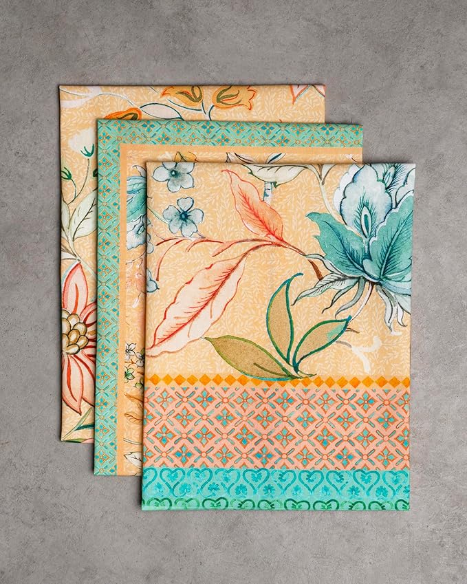 Maison d' Hermine Kitchen Towels Set of 3 100% Cotton 27.50" x 20" Reusable Cloth Tea Dish Towels Absorbent with Hanging Loop for Kitchen Gifts for Mothers Day Spring/Summer (Luxury Loft - Peach)