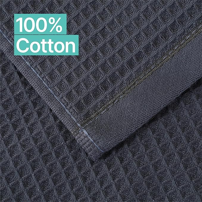 Kitchen Towels and Dishcloths Sets, 14 X 14 Inches, Absorbent Dish Towels for Kitchen, Microfiber Cleaning Cloth, Dish Cloths for Washing Dishes, Waffle Kitchen Towels (Dark Gray, 14" x 14")