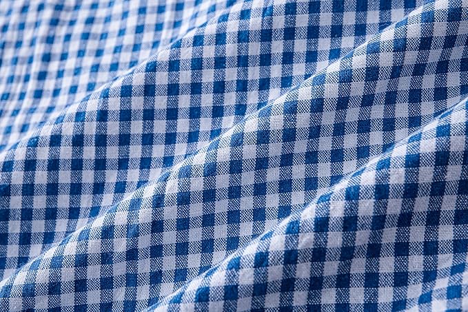 Vintage Gingham Apron for Women, Ruffle Straps, 2 Pockets, Soft Cotton, Apron Dress Style for Cooking & Baking