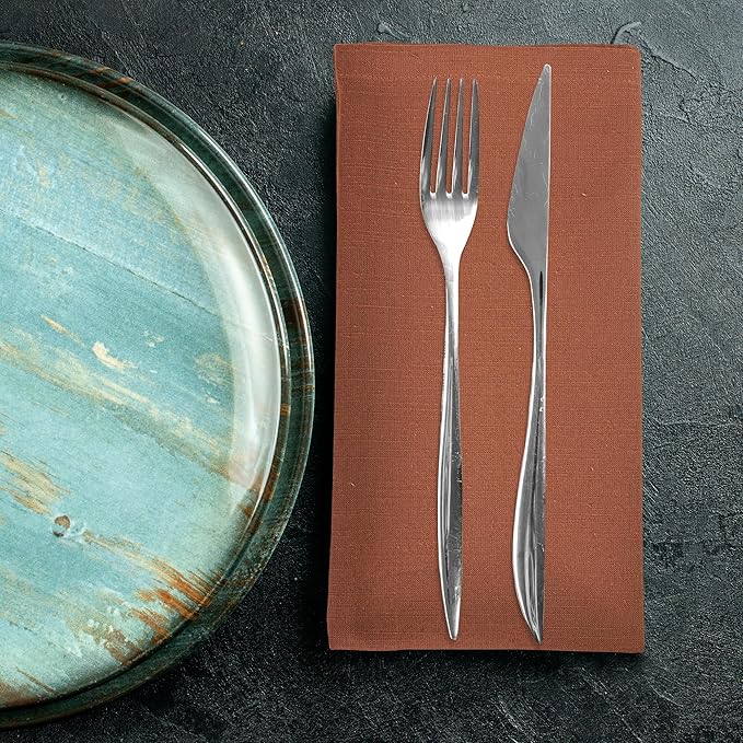 Urban Villa Cloth Napkins Set of 12 20x20 Inches 100% Cotton Napkins Cloth Washable Durable Reusable Absorbent Table Dinner Napkins Cloth for Thanksgiving Hotel Lunch Restaurant Parties – Rust Slub