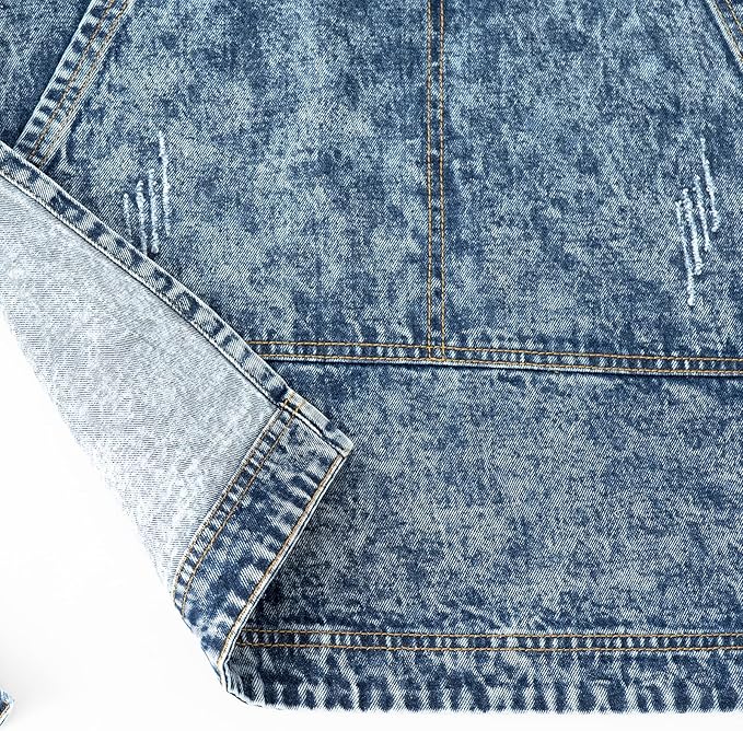Jeanerlor - Cotton Denim Apron with Pockets for Men - Jean Apron for Hairstylis Cross Straps & Adjustable L to XXL (Denim Blue)
