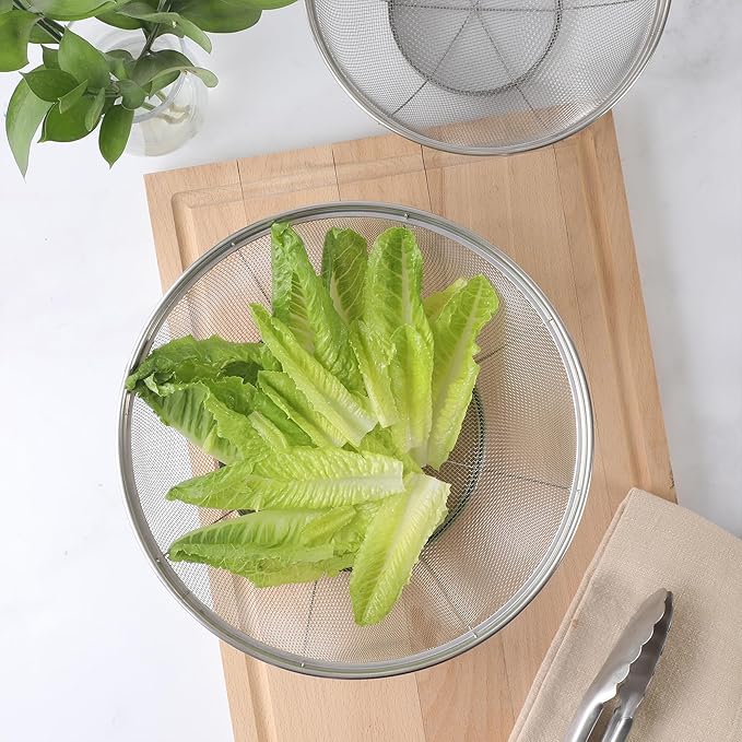 Martha Stewart Covello Stainless Steel Mesh Colander Set 2-Pieces, Silve