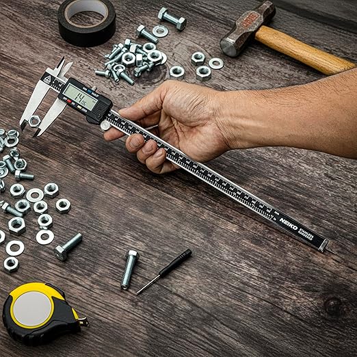 NEIKO 01409A 12” Electronic Digital Caliper | Extra Large Display | 0-12 Inches | Inch/Fractions/Millimeter Conversion | Polished Stainless Steel