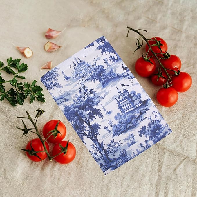 Urban Villa Kitchen Towels Set of 6 French Toile Kitchen Towels 20X30 Inches 100% Cotton Highly Absorbent Kitchen Towels Premium Quality Ultra Soft Mitered Corners KitchenTowels