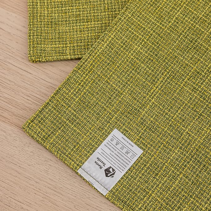 Kevin Textile Burlap Linen Placemats Set of 6 Heat Resistant Dining Table Place Mats Washable Kitchen Table Mats for Dinning Party Holiday Indoor Outdoor, 13 x19 inches, Linden Green