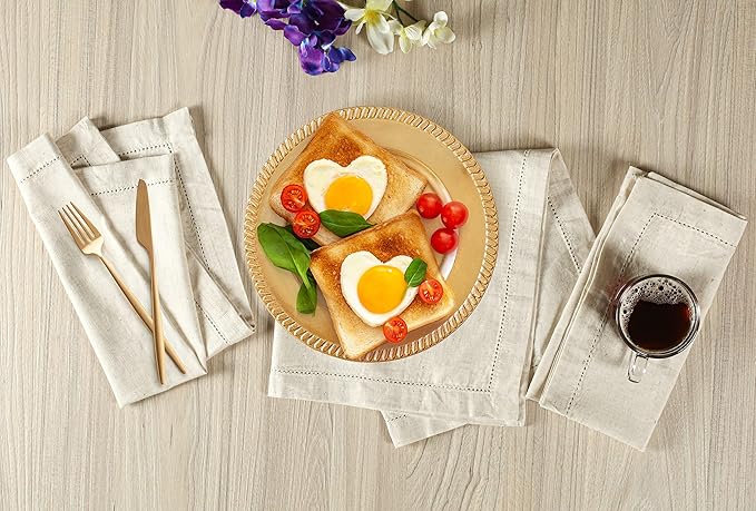 Hausattire Cloth Dinner Napkin Flax Fall Hemstitched Mitered Corner 20x20 Inch Natural Easter Basket Decor Soft Durable Table Linen Napkins Ideal for Halloween,Cocktail Parties