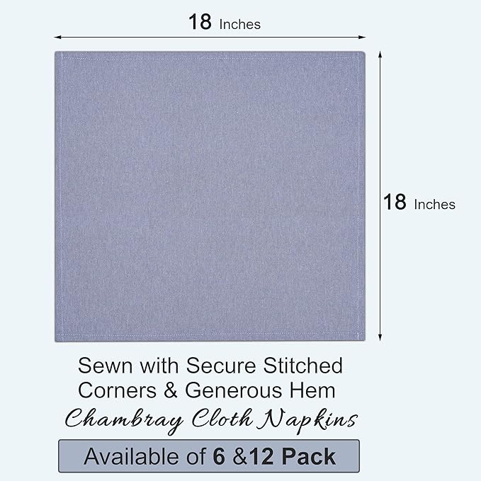 Ruvanti Cloth Napkins Set of 12, 18x18 Reusable Napkins Cloth Washable, Soft & Durable Table Napkin, Poly Cotton Fabric Dinner Napkins for Parties, Christmas, Thanksgiving, Weddings - Midnight Blue