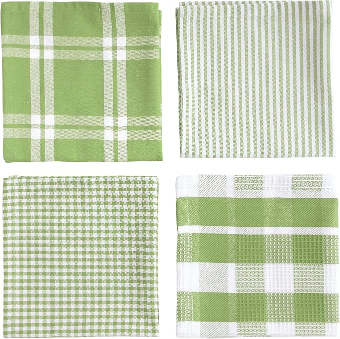 LANE LINEN 100% Cotton Kitchen Dish Cloths, Ultra Soft Absorbent Quick Drying Dish Towels, Multiweave Wash Cloths Dish Towel Sets, 12x12 Inches, 12 Pack - Sage Green