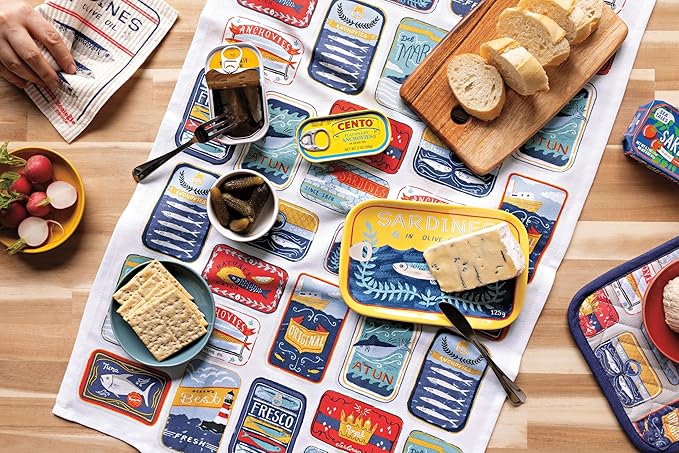 Now Designs by Danica Kitchen Cloth Del Mar Printed Dishtowel - 100% Cotton, Blue