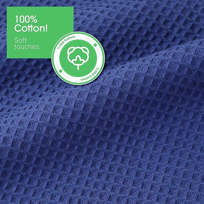 5 Pack Hand Towels, Bath Towels, Kitchen Towels and Dishcloths Sets, 30 x 14 Inches, Absorbent Dish Towels for Kitchen, Microfiber Cleaning Cloth, Waffle Kitchen Towels (Navy Blue)