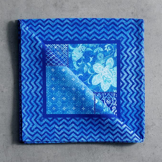 Maison d' Hermine Cloth Napkins Set of 4 100% Cotton Everyday Reusable Square Napkins Cloth Washable Dinner Party Wedding Restaurant Gifts for Mothers Day Spring/Summer (Indigo Love, 20" x 20")