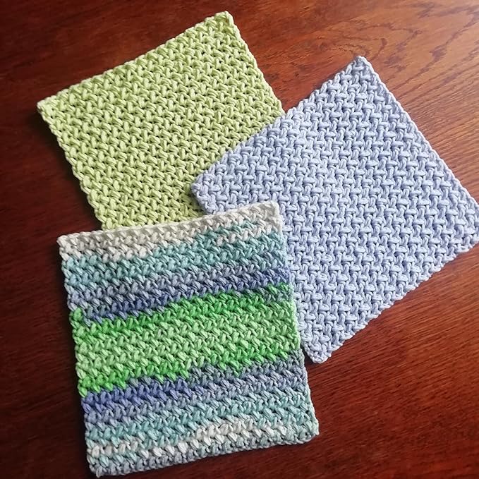 Set 3 Cotton Pastel Dish Rags Crochet Reusable Washcloth Knitted Volume Kitchen Dish Cloth Absorbente Widely Use