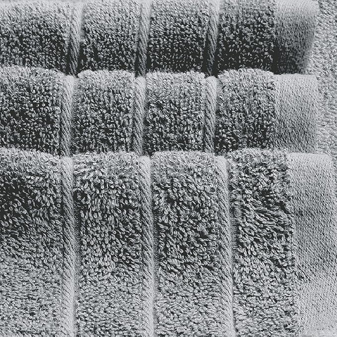 Tens Towels Pack of 8 Towels Set, 2 Extra Large Bath, 2 Hand, 4 Washcloths, 100% Cotton, Lighter Weight, Quicker to Dry, Super Absorbent, Perfect for Bathroom, Cool Grey