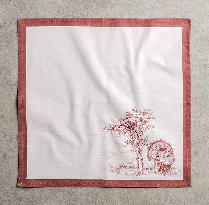 Maison d' Hermine Cloth Napkins Set of 4 100% Cotton for Thanksgiving Christmas Decorations Everyday Reusable Square Fall Napkins Cloth Washable Dinner Party (Holy Jouy - Brown, 20"x20")