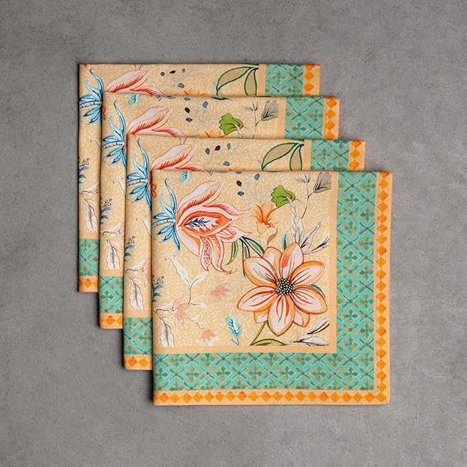Maison d' Hermine Cloth Napkins Set of 4 100% Cotton Everyday Reusable Square Napkins Cloth Washable Dinner Wedding Restaurant Gifts for Mothers Day Spring/Summer (Luxury Loft - Peach, 20" x 20")