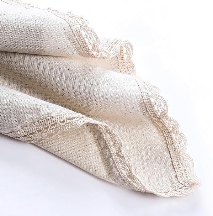 Flax Lace Cloth Dinner Napkins Set of 12 Natural - 20x20 Inches, Spring Basket Décor Premium Cotton Linen Dinning Table Napkin for Easter, Wedding, Birthday | Soft Banquet Event Napkin for Washable