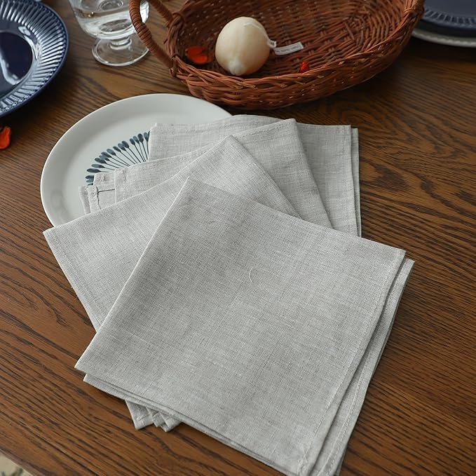 Simple&Opulence Linen Napkins Set of 6 – 100% Pure Linen Napkins for Spring, Easter, Mothers Day,Wedding, Party, Everyday Use Machine Washable and Reusable 14" x 14" Linen